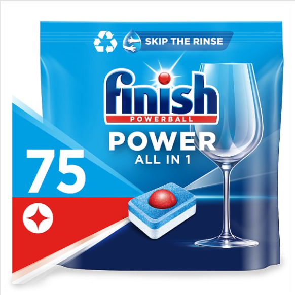 Finish Power AIO Dishwasher Tablets 75 Tabs - Case of 4 Finish