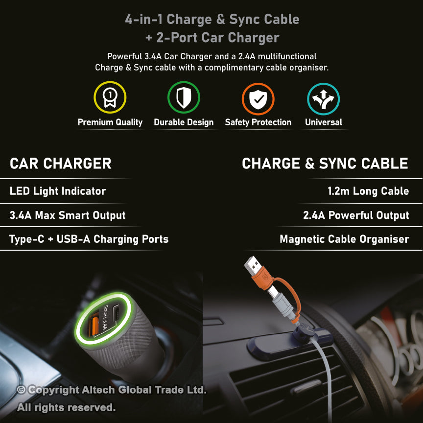 4-in-1 Cable & Car Charger Multipack gadjets