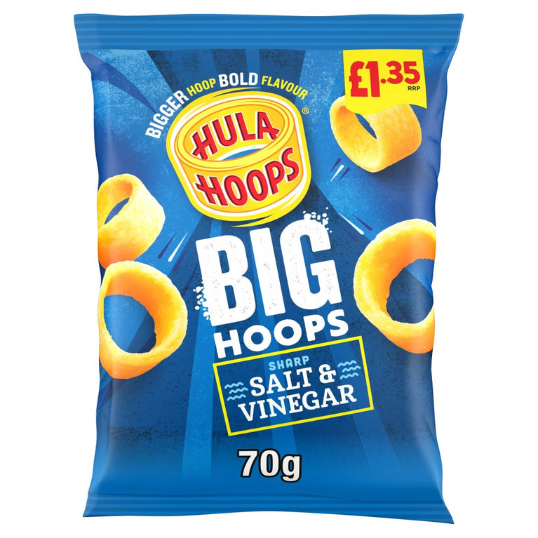 Hoops Big Hoops Salt & Vinegar Crisps 70g x 20 £1.35 PMP