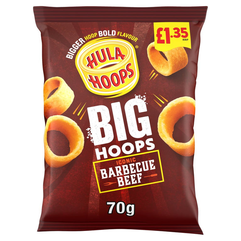 Hula Hoops Big Hoops BBQ Beef Crisps 70g x 20 £1.35 PMP