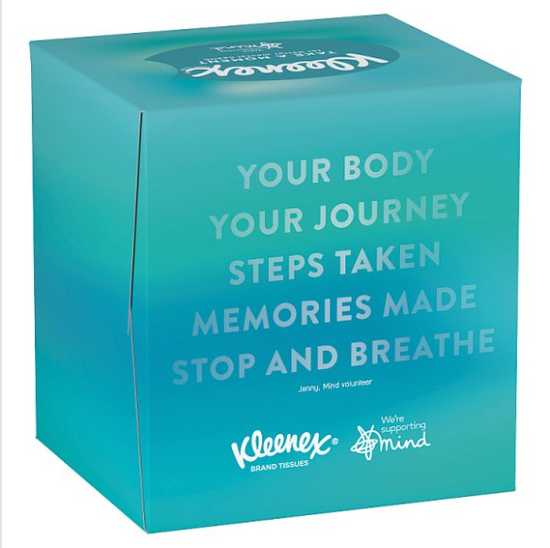 Kleenex Supporting Mind - Single Cube Tissue Box - Case of 12 Kleenex