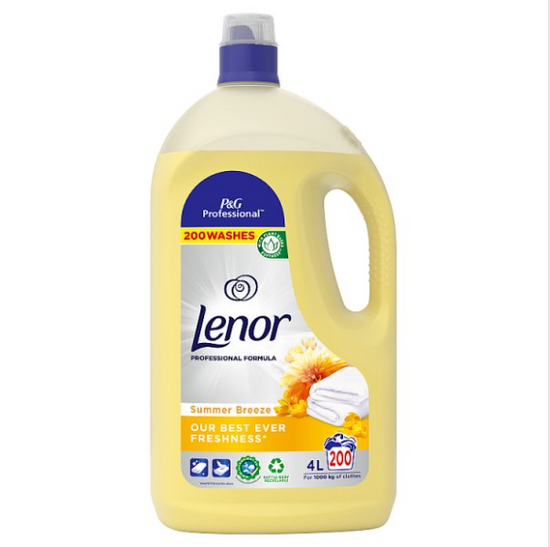 Lenor Professional Fabric Conditioner Summer Breeze 4L 200 Washes - Case of 2 Lenor