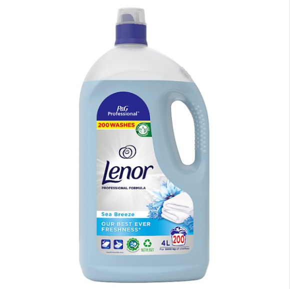 Lenor Professional Sea Breeze Fabric Softener, 200 Washes, 4L - Case of 2 P&G Professional