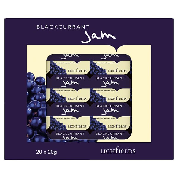 Lichfields Blackcurrant Jam 20 x 20g x 5