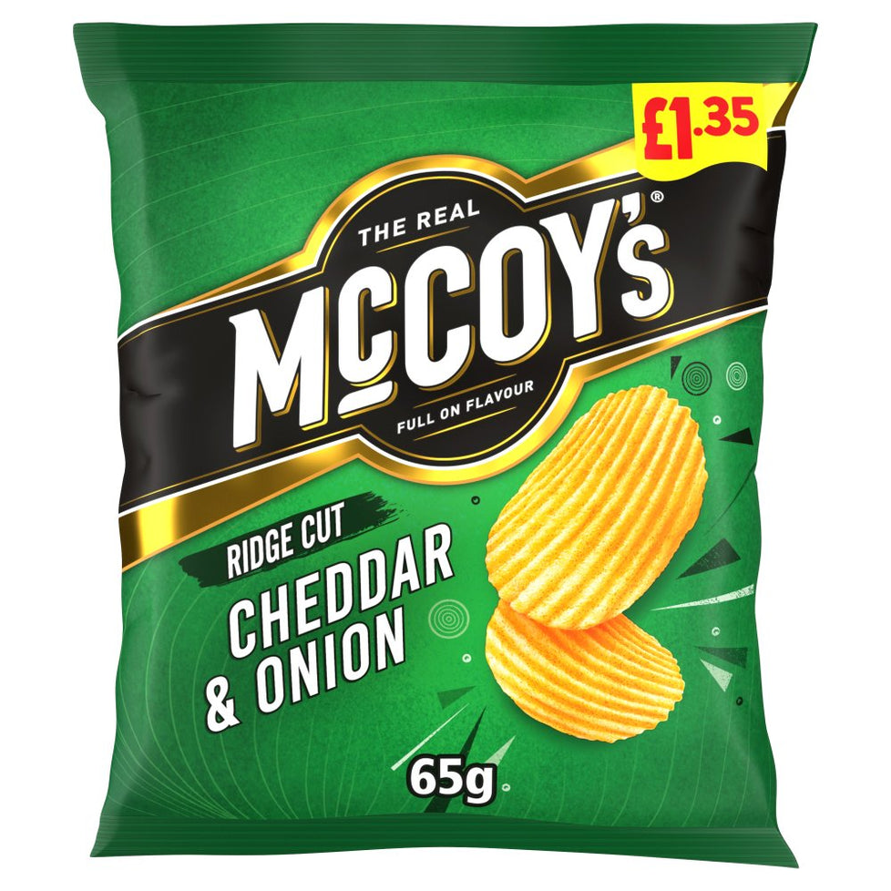 McCoy's Cheddar & Onion Crisps 65g x 20 £1.35 PMP