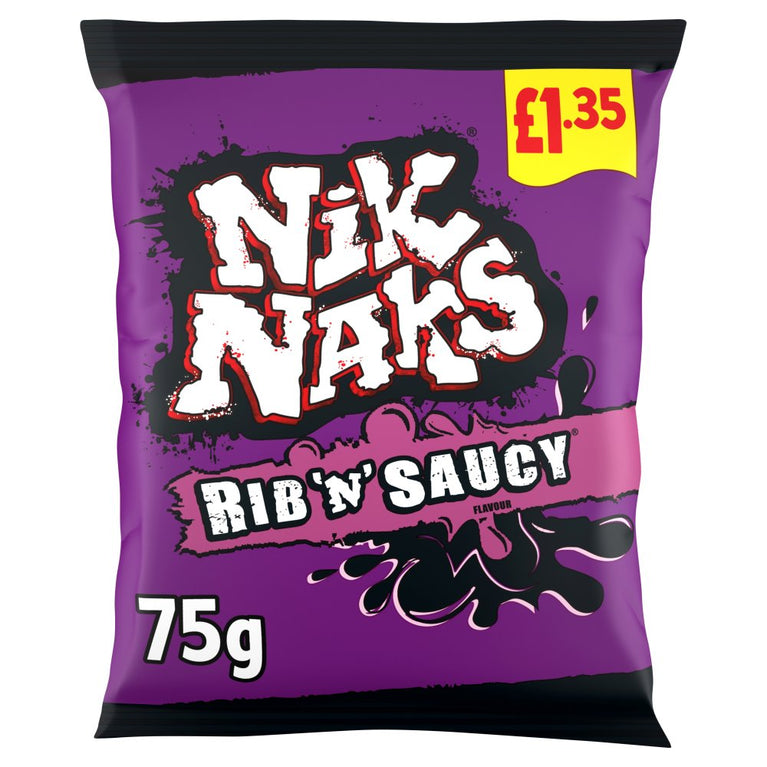 Nik Naks Rib 'N' Saucy Crisps 75g x 20 £1.35 PMP