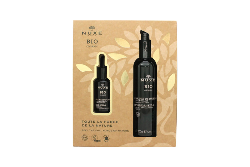 Nuxe Bio Organic Presentset 30ml Chia Frön Essential Antioxidant Serum + 200ml Moringa Frön Micellärt Rengöringsvatten Nuxe