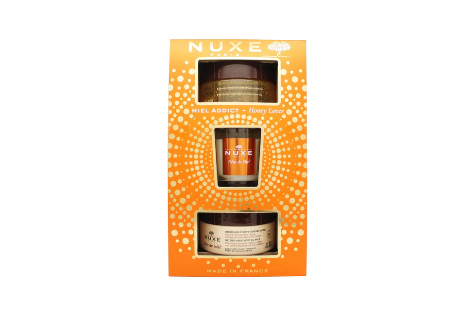 Nuxe Honey Lover Gift Set 175ml Rêve de Miel Body Scrub + 200ml Rêve de Miel Body Oil Balm + 70g Rêve de Miel Candle Nuxe