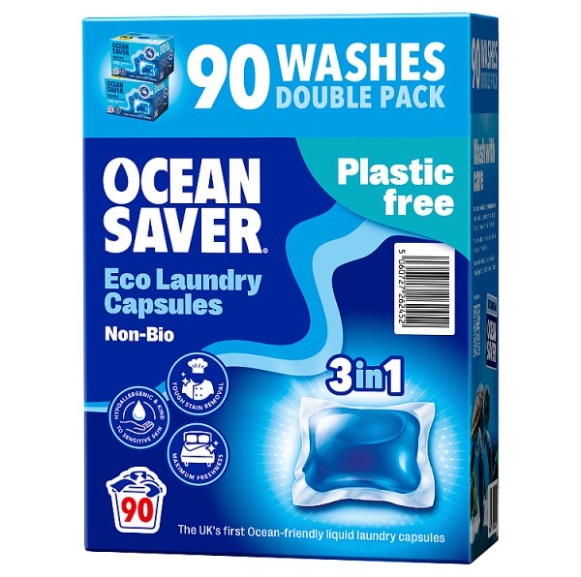 Ocean Saver Non-Bio Eco Laundry Capsules 90 x 14ml (1260ml) - Case of 1 Ocean Saver