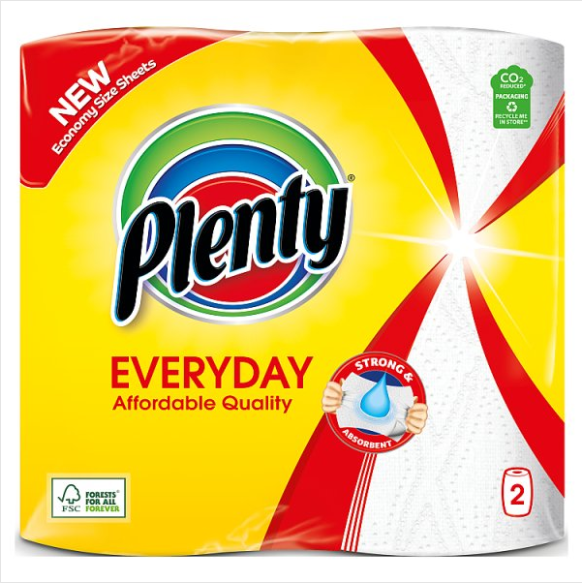 Plenty Everyday Kitchen Towel 2 rolls - Case of 4 Plenty
