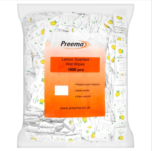 Preema Lemon Scented Wet Wipes 1000 Pieces British Hypermarket-uk