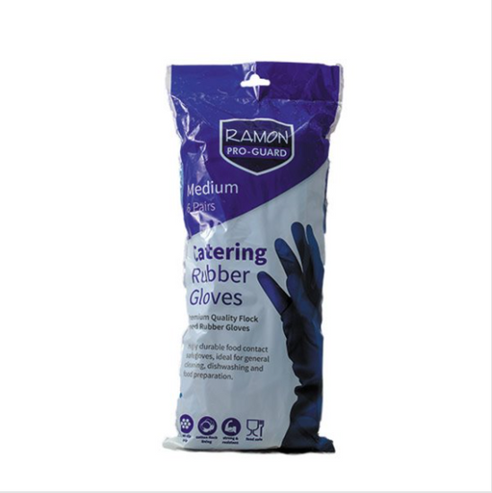 Ramon Pro Guard Medium Catering Rubber Gloves 6 Pairs - Case of 1 Ramon Pro Guard