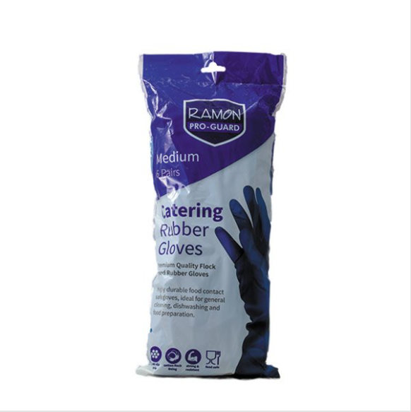 Ramon Pro Guard Medium Catering Rubber Gloves 6 Pairs - Case of 1 Ramon Pro Guard