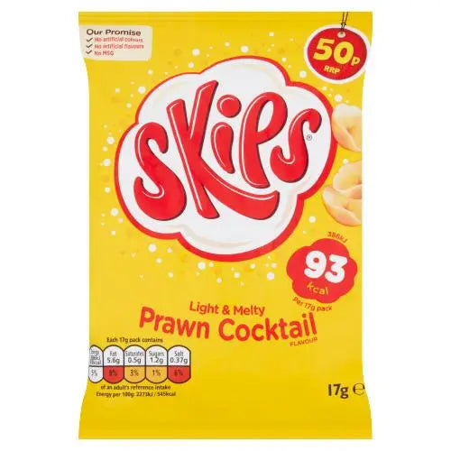 Skips Prawn Cocktail Crisps 17g, [PM 39p ], Case of 30 Skips