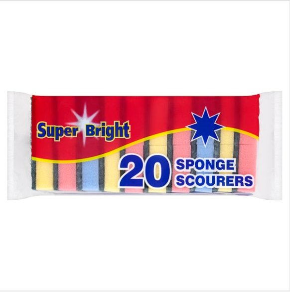 Super Bright 20 Sponge Scourers British Hypermarket-uk