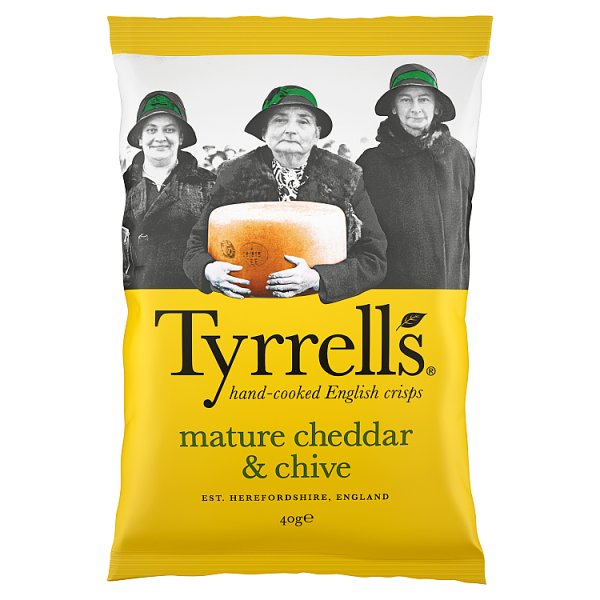 Tyrrells Mature Cheddar & Chive Crisps 40g x 24