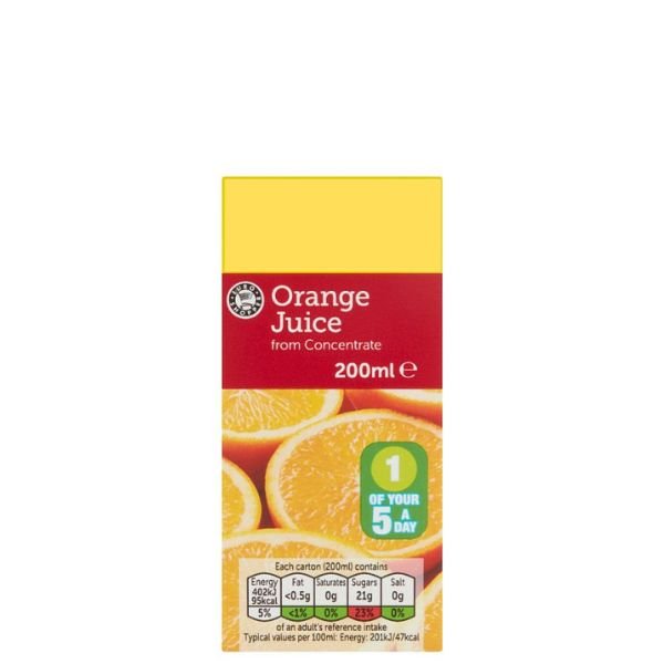 Euro Shopper Orange Juice from Concentrate 200ml [PM 39p ], Case 24 Euro Shopper