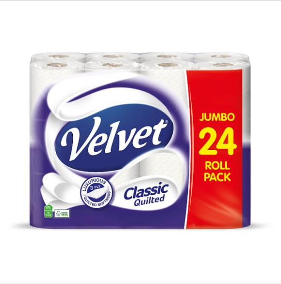 Velvet Classic Quilted Toilet Tissue 24 rolls - Case of 1 Velvet