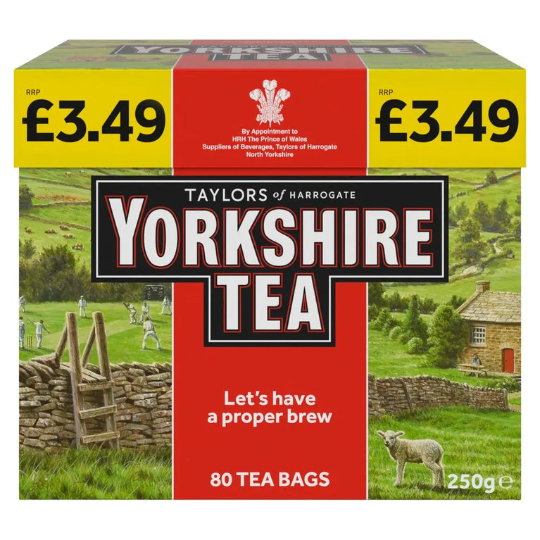 Yorkshire Tea 80 Tea Bags 250g, Case of 5 Yorkshire
