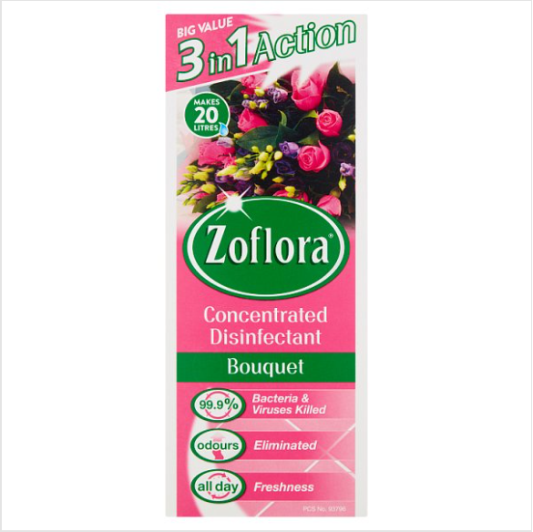 Zoflora 3 in 1 Action Concentrated Disinfectant Bouquet 500ml - Case of 12 Zoflora