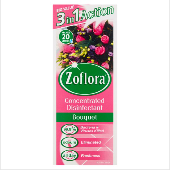Zoflora 3 in 1 Action Concentrated Disinfectant Bouquet 500ml - Case of 1 Zoflora