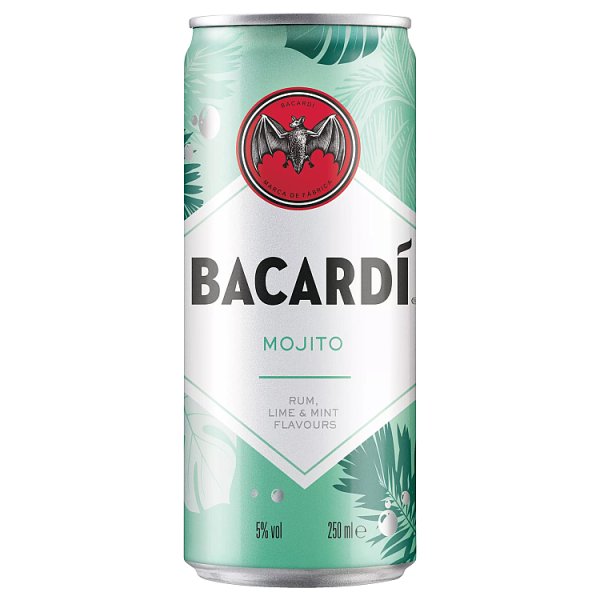 BACARDÍ Mojito Premix Rum Cocktail, 25cl Case of 12