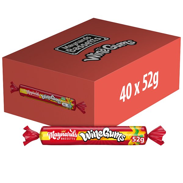 Maynards Bassetts Wine Gums Sweets Roll 52g Case of 40