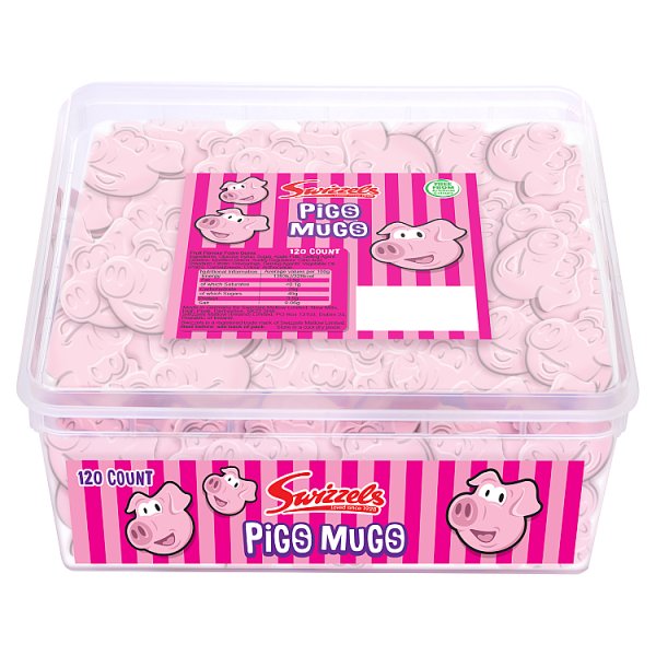Swizzels Pigs Mugs 120ct Sweet Tub Case of 1