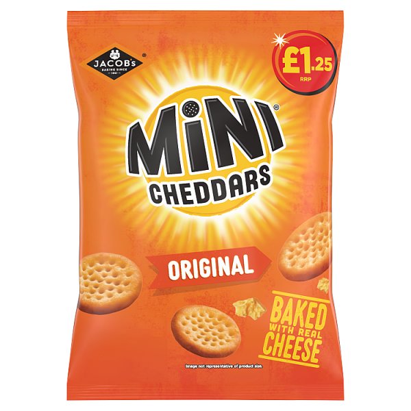 Jacob's Mini Cheddars Original Baked Snacks 90g PMP £1.25 Case of 15