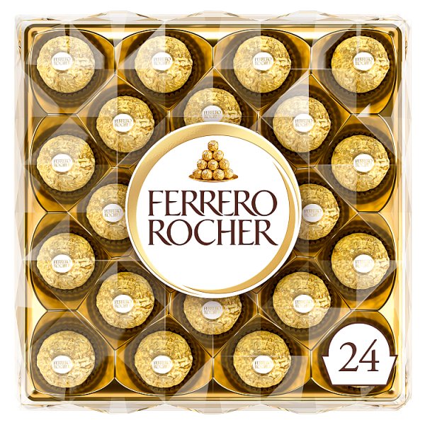 Ferrero Rocher Milk Chocolate Hazelnut Pralines Gift Box of Chocolates 24 Pieces 300g Case of 6