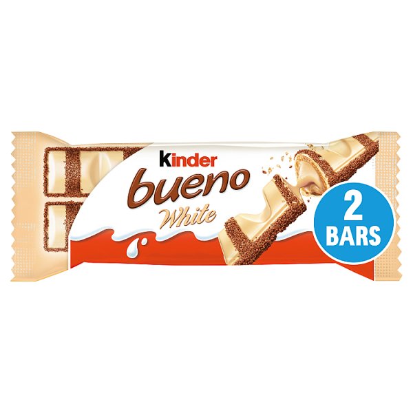 Kinder Bueno White Chocolate & Hazelnut Wafer Biscuit Snack Bar 39g Case of 30