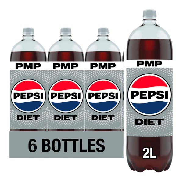 Diet Pepsi Cola Bottle PMP 2L [PM £2.29 ], Case of 6 - British Hypermarket-uk
