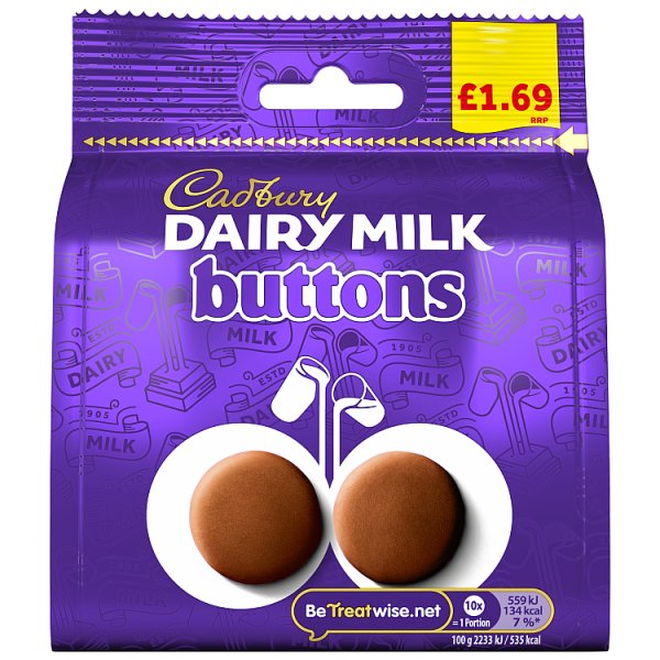 Cadbury Dairy Milk Buttons Chocolate Bag £1.69PMP 85 g (Case of 10)
