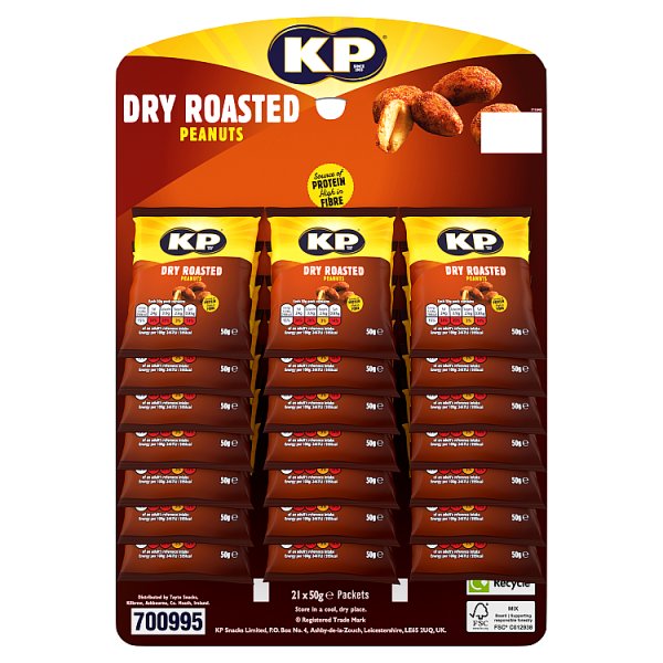 KP Dry Roasted Peanuts 50g (Pubcard) Case of 21