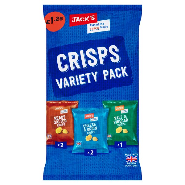 Jack's Crisps Variety Pack 5 x 20g Case of 10