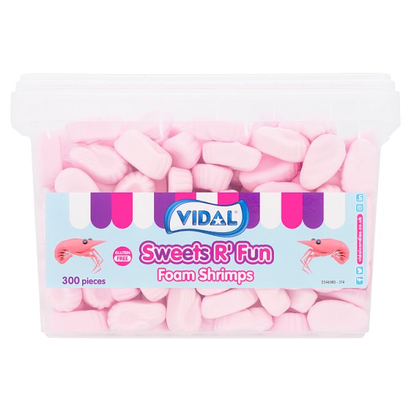Vidal Sweets R' Fun Foam Shrimps 300 Pieces 840g Case of 1