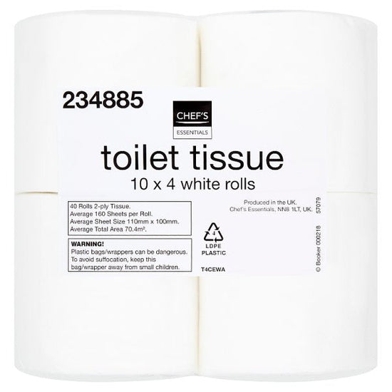 Chef's Essentials Toilet Tissue 40 White Rolls Case of 1. Chef's