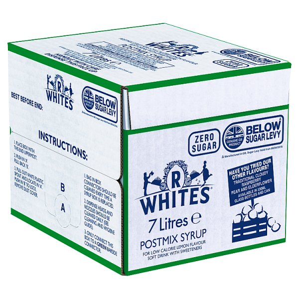 R.White's Zero Sugar Lemonade Postmix Syrup 7L Case of 1 R.White's