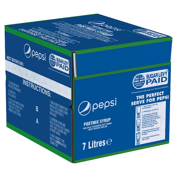 Pepsi Cola Postmix Syrup Bag-in-Box 7L Case of 1 Pepsi Cola