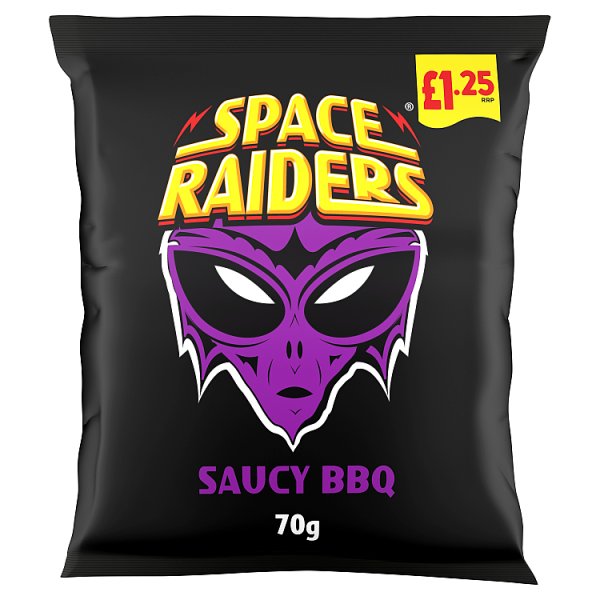 Space Raiders Saucy BBQ Crisps 70g, £1.25 PMP Case of 20