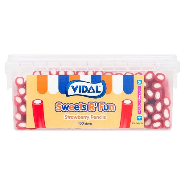 Vidal Sweets R' Fun Strawberry Pencils 100 Pieces 1.2kg Case of 6