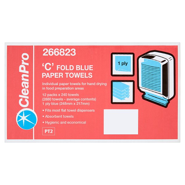 CleanPro 'C' Fold Blue Paper Towels Case of 12 CleanPro