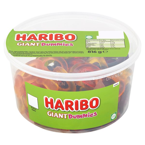 HARIBO Giant Dummies Jelly Sweets Tub 816g Case of 1