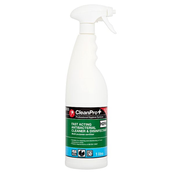 CleanPro+ Fast Acting Antibacterial Cleaner & Disinfectant H2FA 1 Litre Case of 1 CleanPro+
