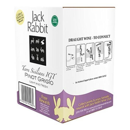 Jack Rabbit Pinot Grigio Boxed White Wine 10L Case of 1 Jack Rabbit