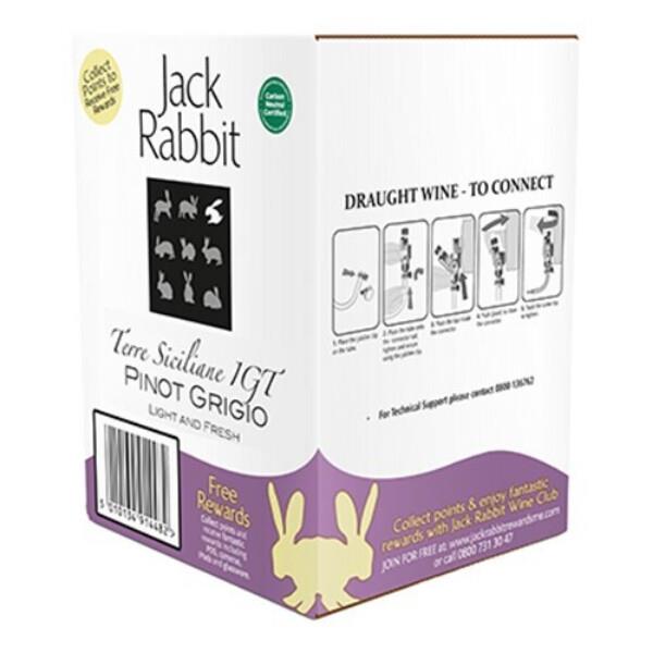 Jack Rabbit Pinot Grigio Boxed White Wine 10L Case of 1 Jack Rabbit