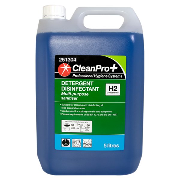 CleanPro+ Detergent Disinfectant H2 Concentrate 5 Litres Case of 2 CleanPro+