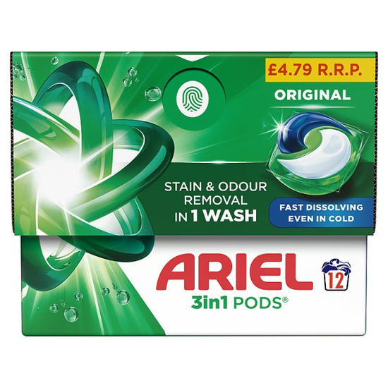 Ariel 3in1 PODS®, Washing Capsules Case of 12 Capsules Ariel