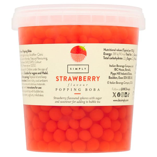 Simply Strawberry Flavour Popping Boba 870g Case of 1 Simply Strawberry
