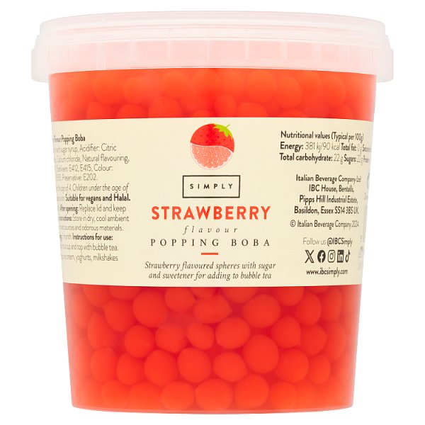 Simply Strawberry Flavour Popping Boba 870g Case of 1 Simply Strawberry